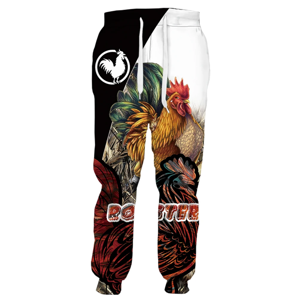 

HX Rooster Lovers Pants 3D Graphics Animals Sweatpants Fashion Hip Hop Tracksuit Pockets Harajuku Sportswear Men Clothing