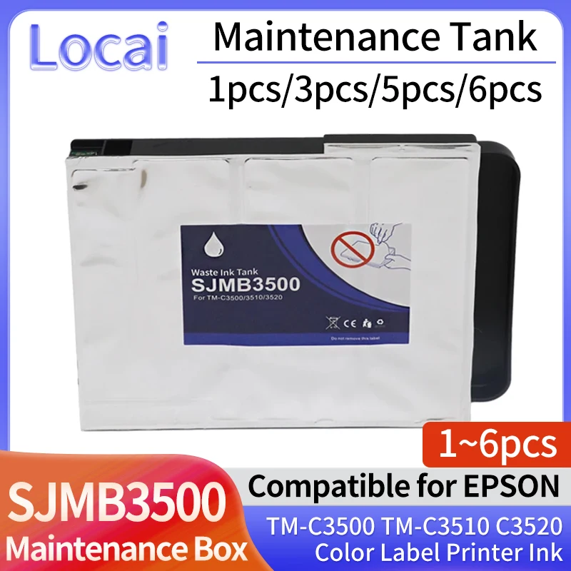 1~6pc SJMB3500 Maintenance Tank Waste ink tank Compatible for Epson TM-C3500 C3510 C3520 Color Label Printer Ink Maintenance Box