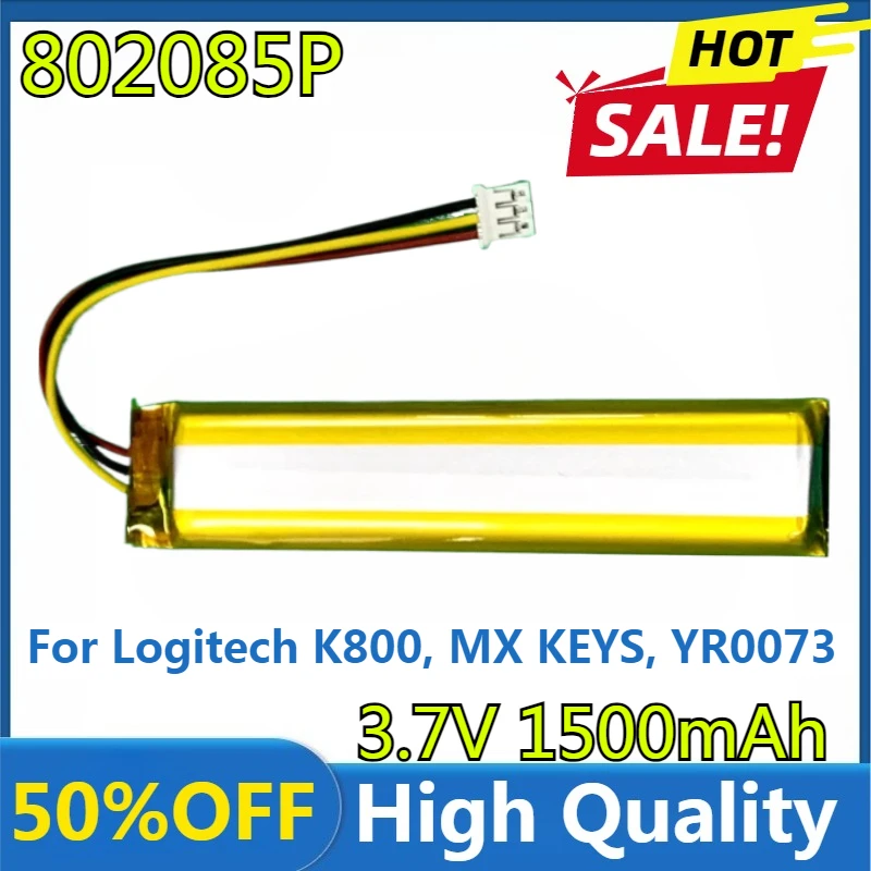 

New High Quality 1500mAh Battery for Logitech K800, MX KEYS, YR0073,533-000221 802085P 533-000177 533-000141 MX KEYS