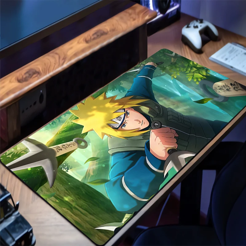 

Mouse Pad Gamer Anti-slip Anime Desk Mat Gaming PC Accessories Tablet Pad Naruto Minato Namikaze Mousepad Extended Keyboard Mat