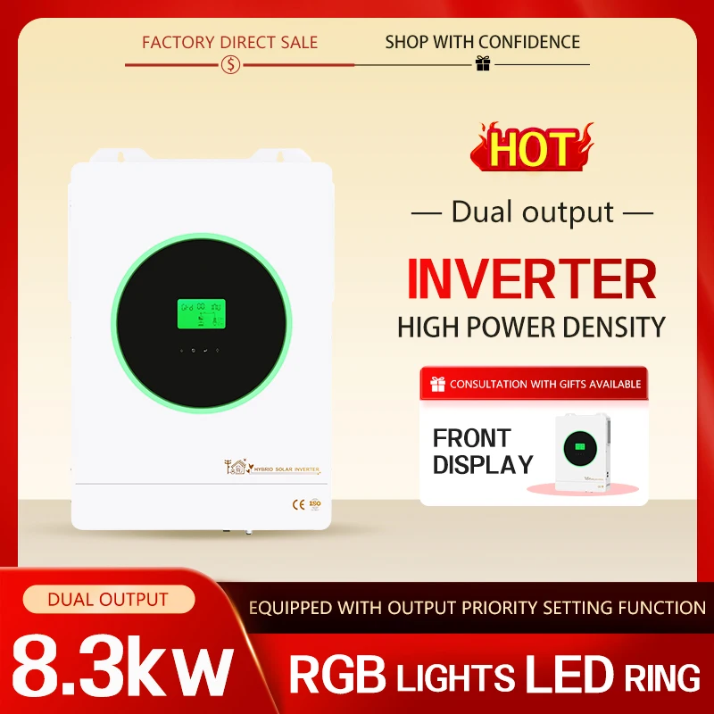 Dual-Phase 8.3kw Home Solar Inverter 100% Efficiency Triple Hybrid 48VDC IP65220V/230V/240V 25KW AC Output