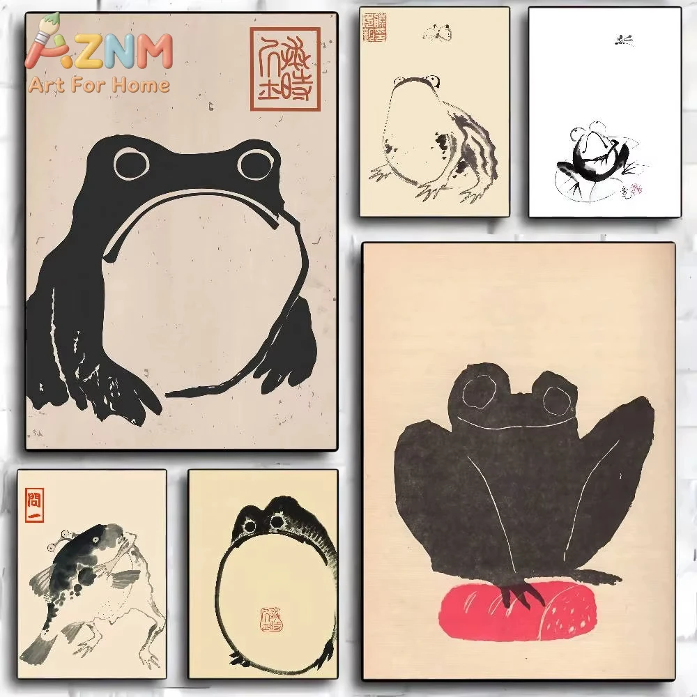 

1pc Japanese Matsumoto Hoji Ukiyo-e Frog Anime Posters Sticky Whitepaper Prints Posters Artwork Kawaii Room Decor