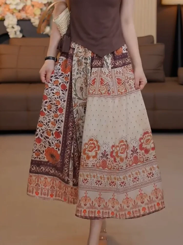 

Новая женская юбка миди с модным принтом, А-силуэт, средней длины, весна-лето, большие размеры, для офиса и повседневной носки