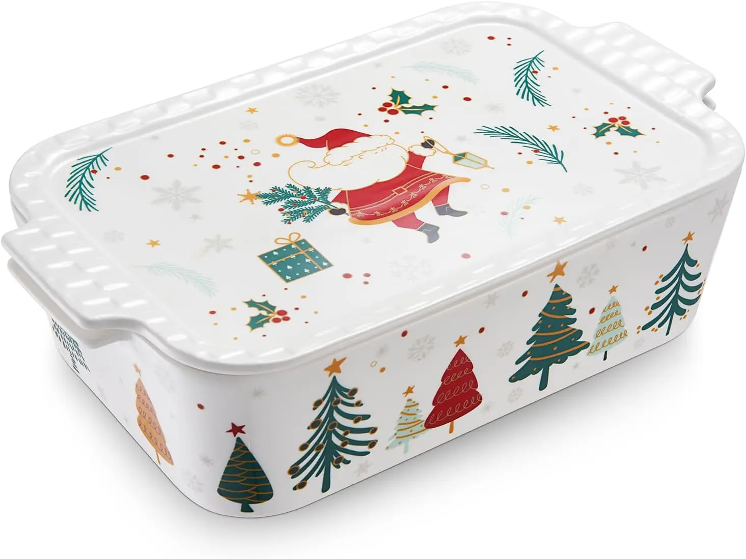 

76 oz Ceramic Baking Dish With Lid, 11.4in, Christmas baking Casserole Dish Set Lasagna Pan Deep for
