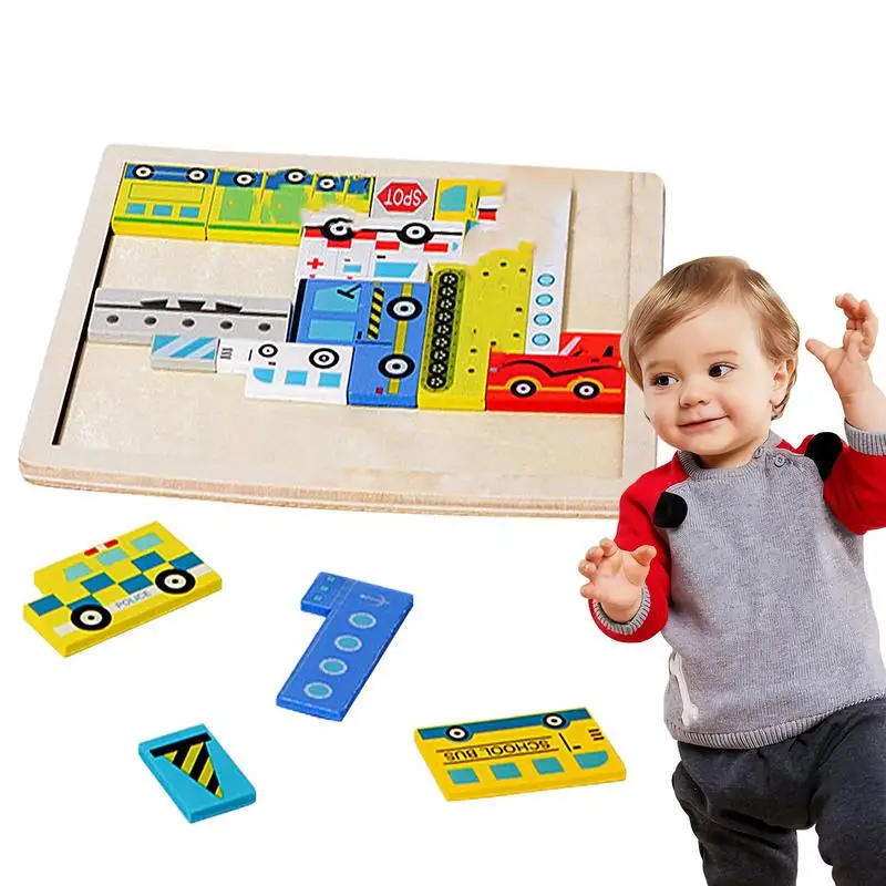 Деревянные блоки-пазлы, игрушка, Интерактивная мультяшная головоломка Tangram, Геометрическая игрушка, игрушка для раннего развития, подарок на Рождество и день рождения для детей