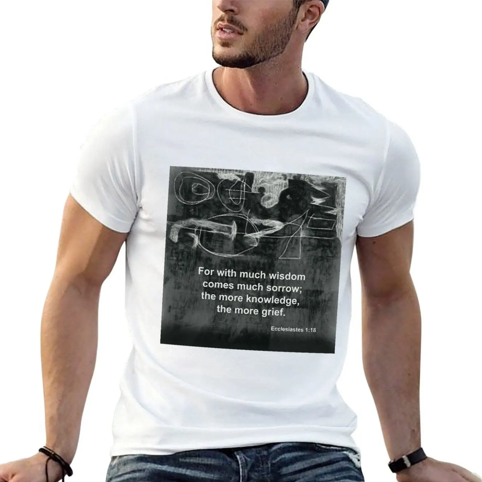 T-shirt imprimé Contemplation sur Ecclesiastes 1:18 pour homme, t-shirts graphiques pour hommes