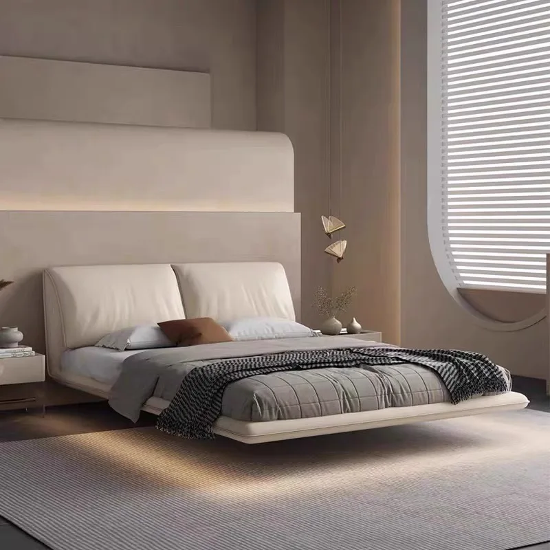 

Modern minimalist style master bedroom soft bag small apartment Italian minimalist light luxury double bed