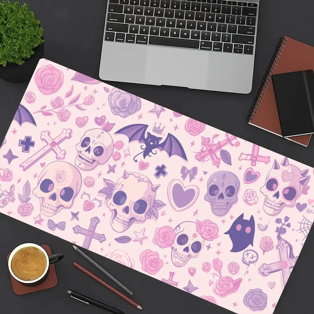 

Halloween Skulls Mouse Pad Large Computer Office Game Table Mat XXL Rubber Anti-slip Stitched Edges Keyboard Mats Long Desk Pads