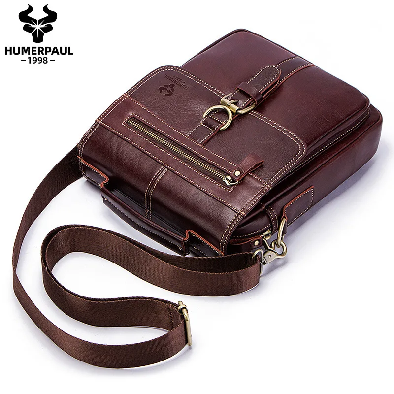 Fashion retro men's single-shoulder bag with Multi-compartments,trendy flip-top crossbody bag,business commuting tote bag male