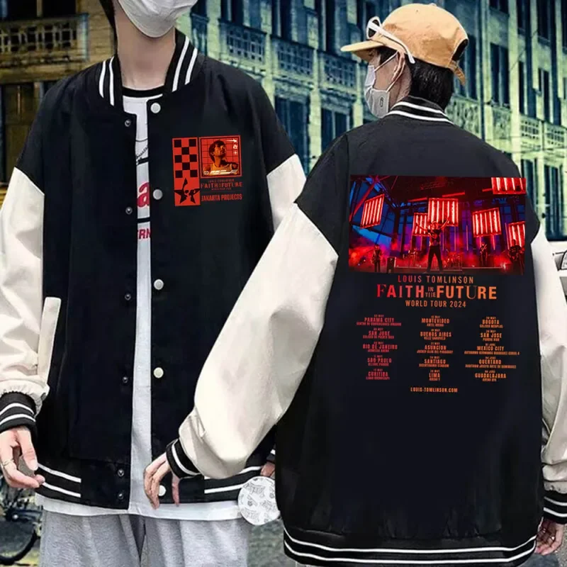 Faith In The Future Walls Pink Lo. Uis 2024 World Tour Baseball Uniform Oversized Coat Casual Fashion Jacket Men's