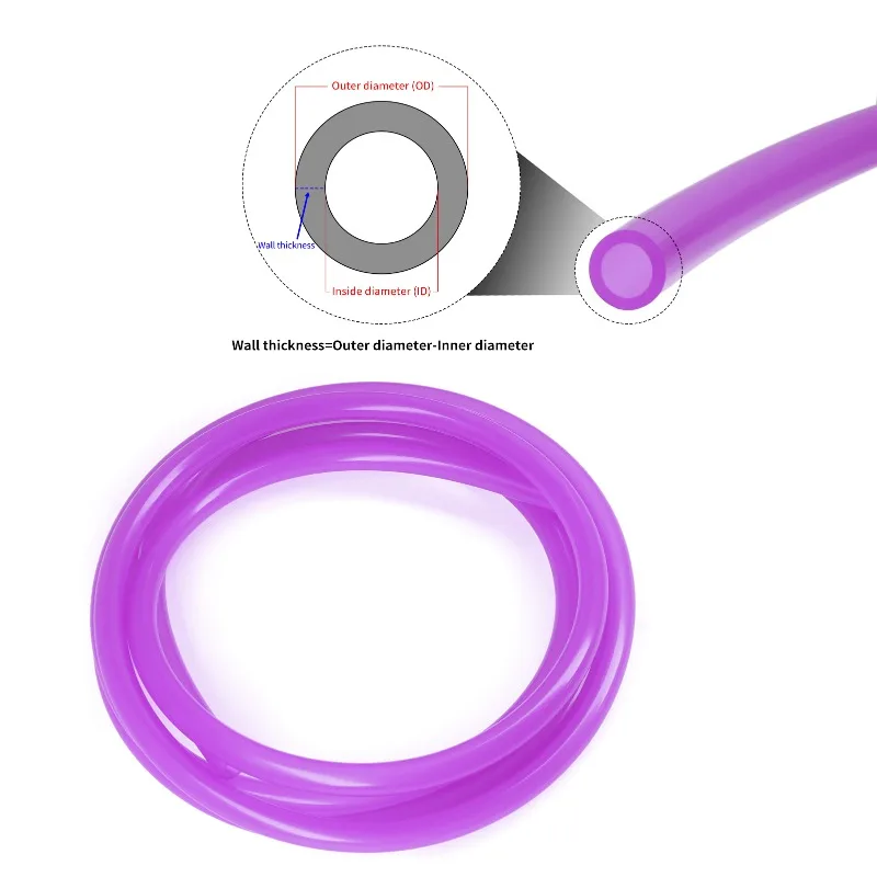 2/5m Food Grade Silicone Tube Purple ID0.5mm ~ 12mm Aquarium Hose High-Temperature Resistant Flexible Non-Toxic Drink Water Pipe