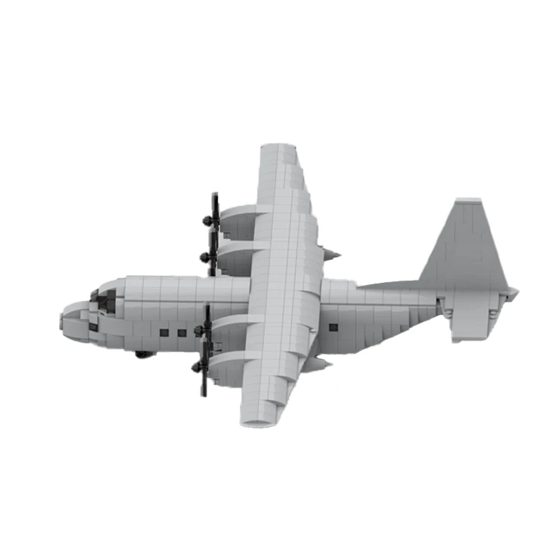 MOC Avion de transport militaire C-130 Hercules décennie s de construction à mini échelle Modèle d'assemblage Briques Affichage Jouets créatifs pour enfants