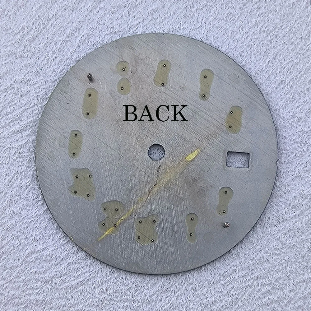 Esfera NH35 de 31,9mm con logotipo personalizado, esfera de reloj con números luminosos verdes, compatible con herramienta de reparación de accesorios de reloj de movimiento NH35/NH36