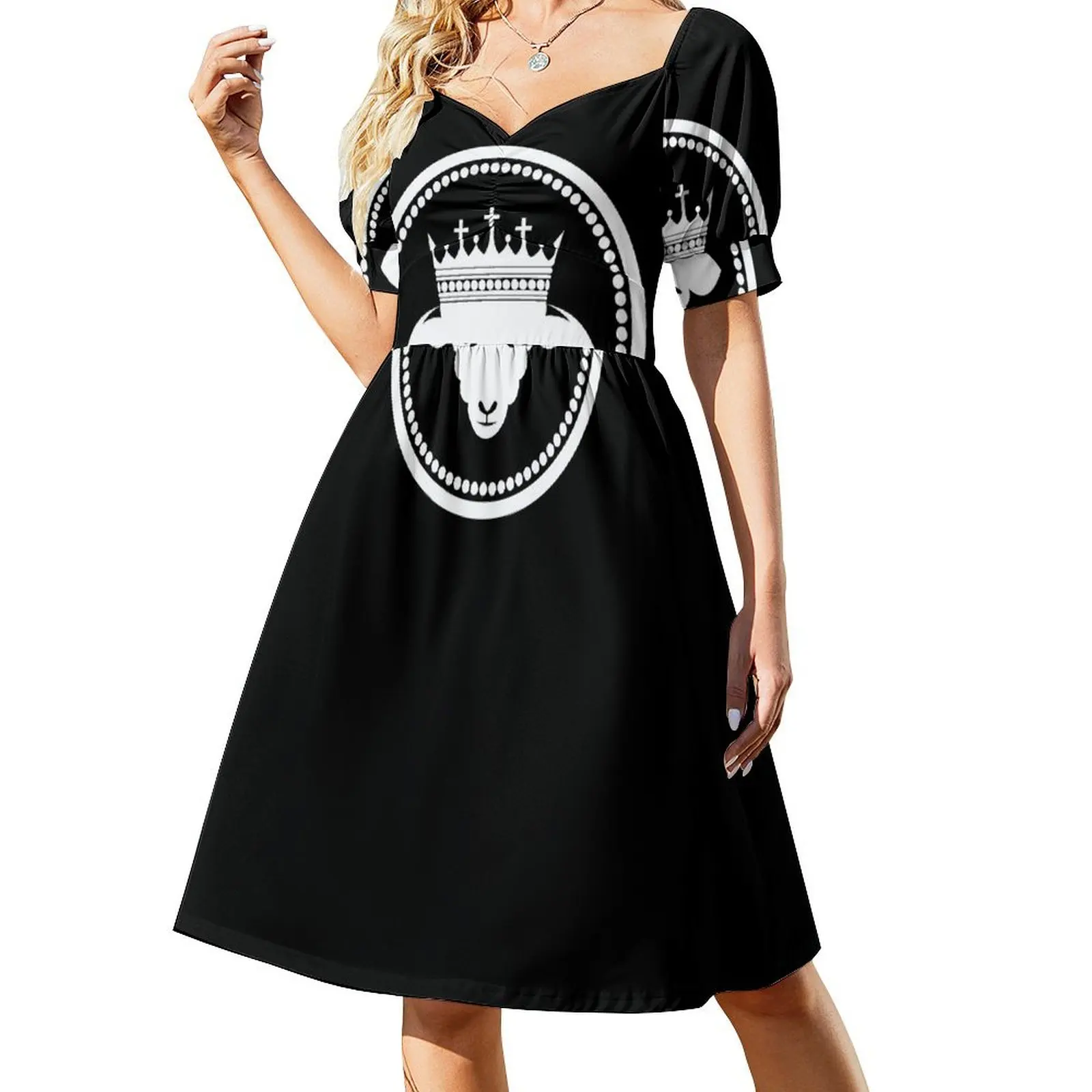 

Lamb Logo Short-Sleeved Dress dresses for womens 2025 womens dress Dress vintage