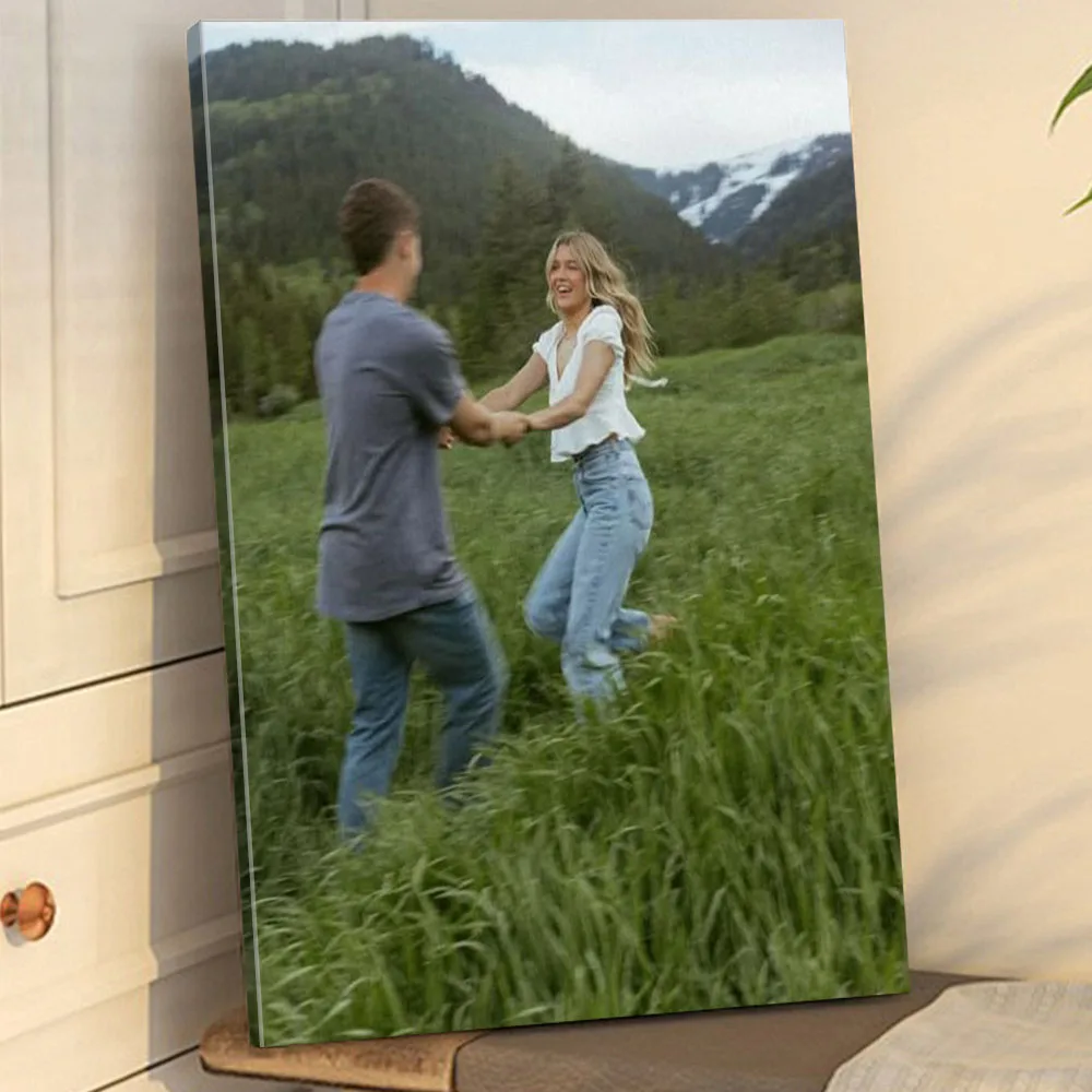 1 Pc Customized Photos on Canvas with DIY Wood Frame Or Frameless Poster Personalized Custom Photos Gift for Lovers image 6