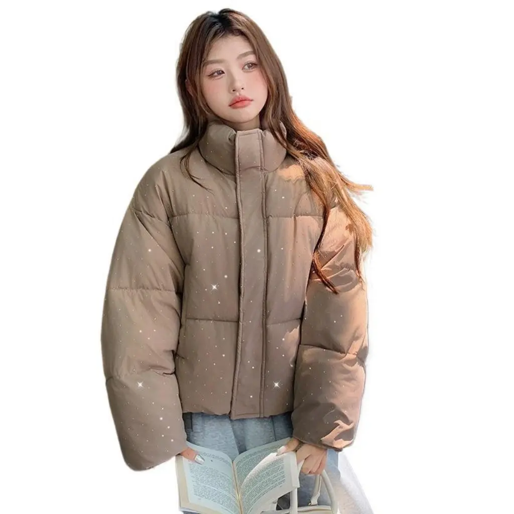 

Женская пуховая куртка на хлопковой подкладке, зимнее свободное утепленное короткое пальто в корейском стиле с прочным кармелем, горячее сверление