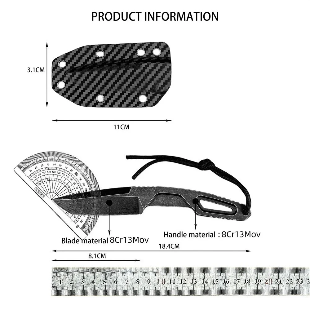 2025 سكين ثابت محمول عالي الجودة 8Cr13Mov بليد 8Cr13Mov مقبض فائدة في الهواء الطلق المحمولة التخييم سكين الدفاع عن النفس