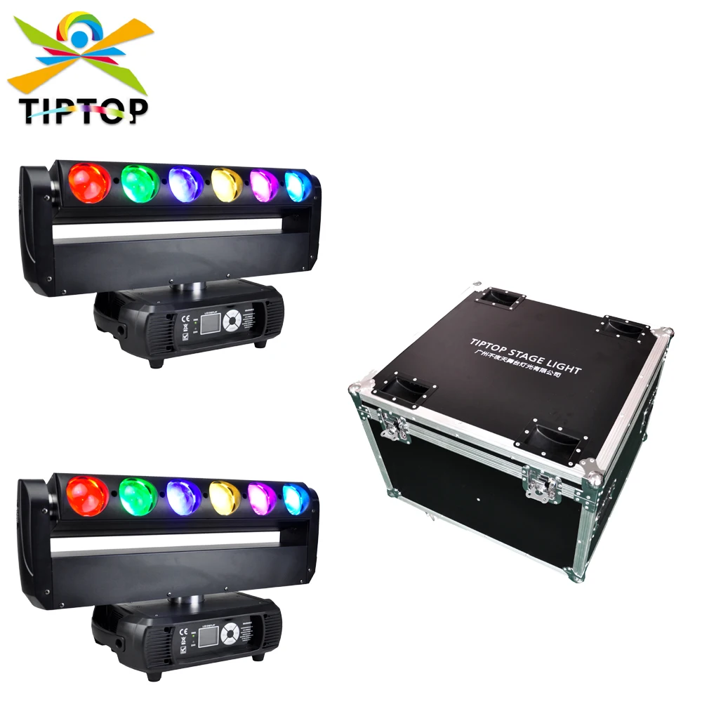 

2IN1 Flight Case Pack 6x40W RGBW 4 Color Beam Effect Led Moving Head Light X Axis Endless Rotate Pixel Lamp Control For Club Bar