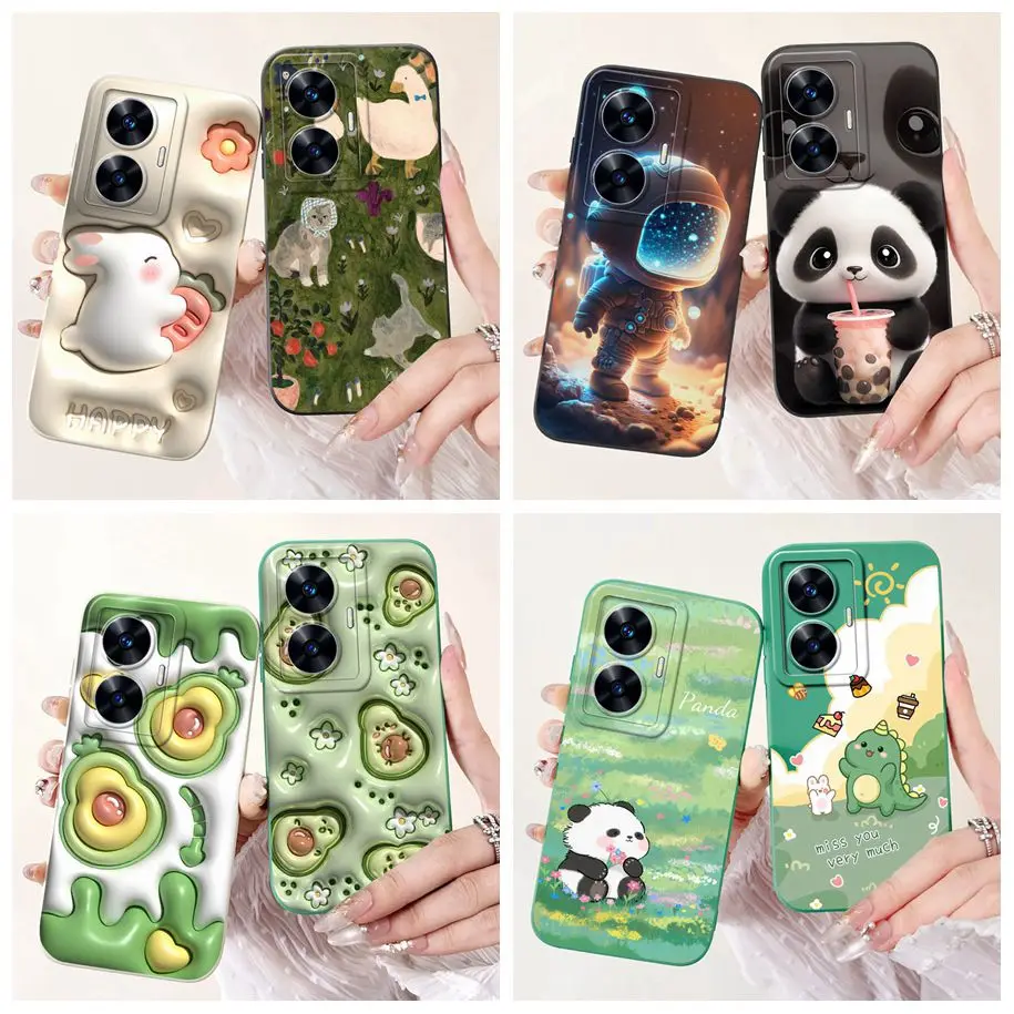 For Realme C55 Case RMX3710 Cover Lovely Avocado Silicon Camera Lens Protective Phone Cover For Realme C55 C 55 RealmeC55 Bumper