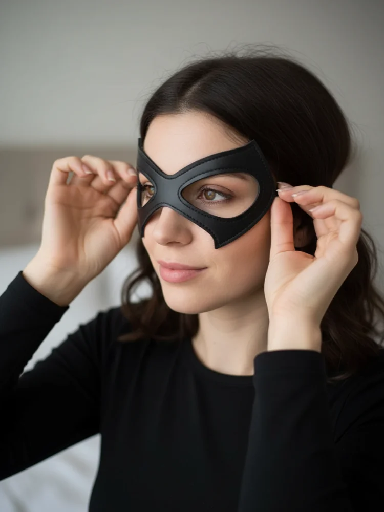 Masque de chat en cuir réglable pour Cosplay bal de Mardi Gras Costume d'halloween taille adulte avec trous pour les yeux