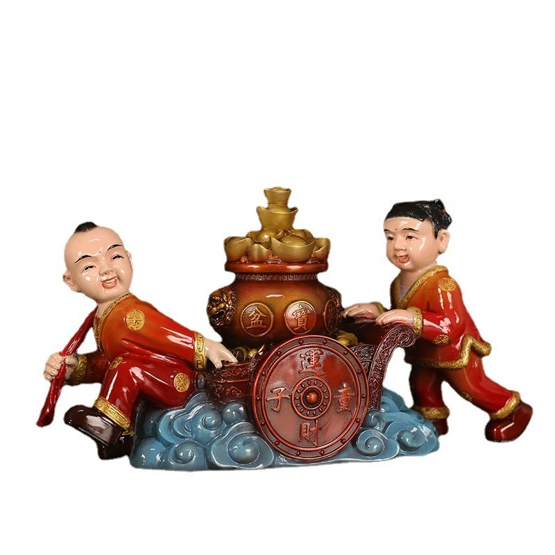 

Brass fortune boy cart, pick wealth and send wealth ornament