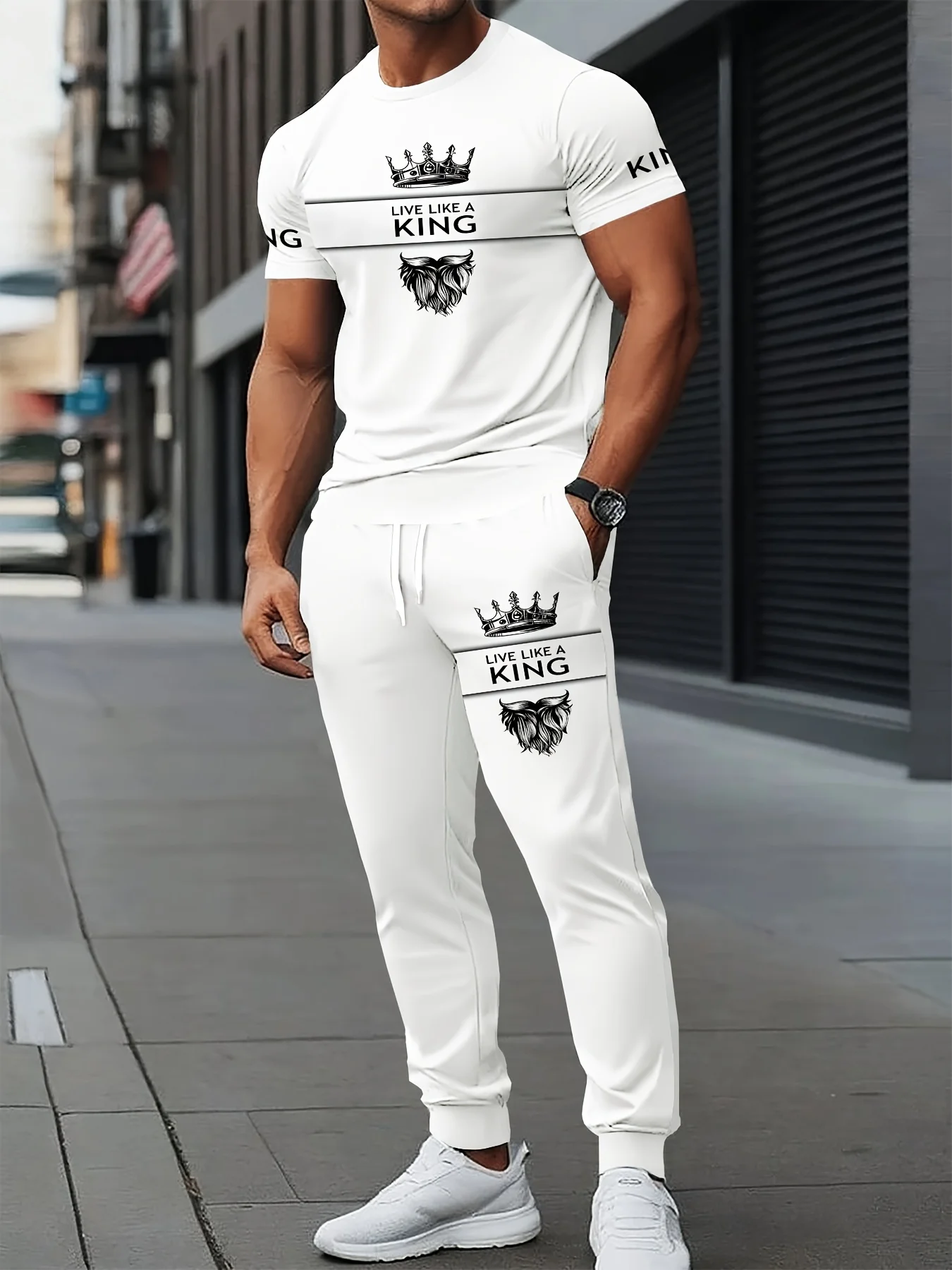 

Мужская спортивная одежда, комплект из футболки и брюк, футболка с круглым вырезом, короткими рукавами и брюки, модная удобная спортивная одежда в полоску