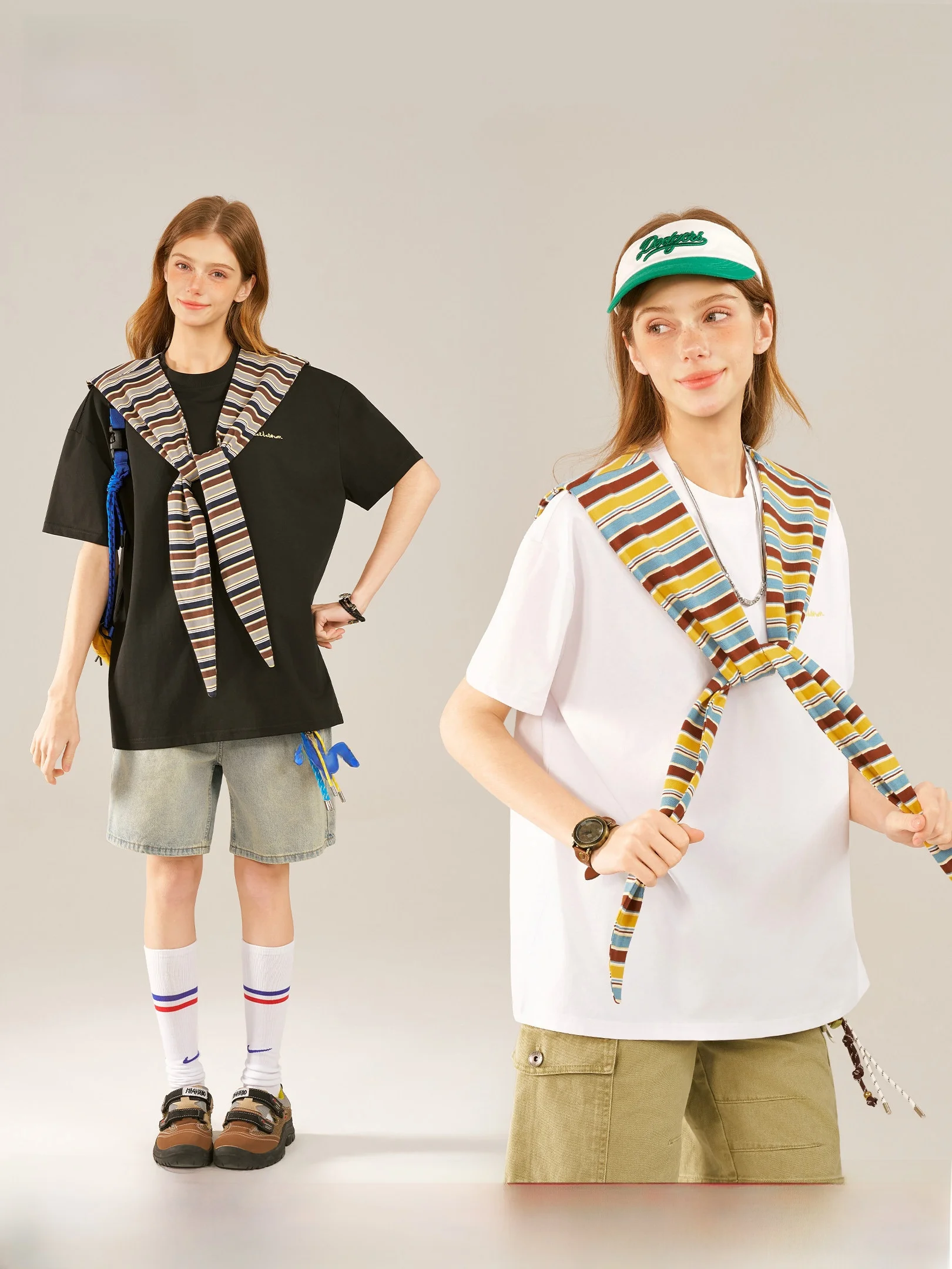 

American Sle ort Sve T-irt Women's Summer New Small Design Top BEETLE TOWN Embroidered oulder Fake Two-Piece