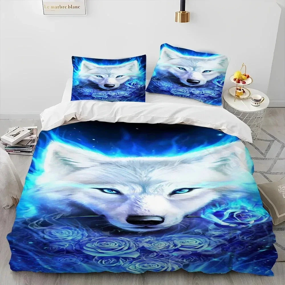 3D Tiger Rose Leopard Animal Luxury Comforter Bedding Set,Duvet Cover Bed Set Quilt Cover Pillowcase,King Queen Size Bedding Set