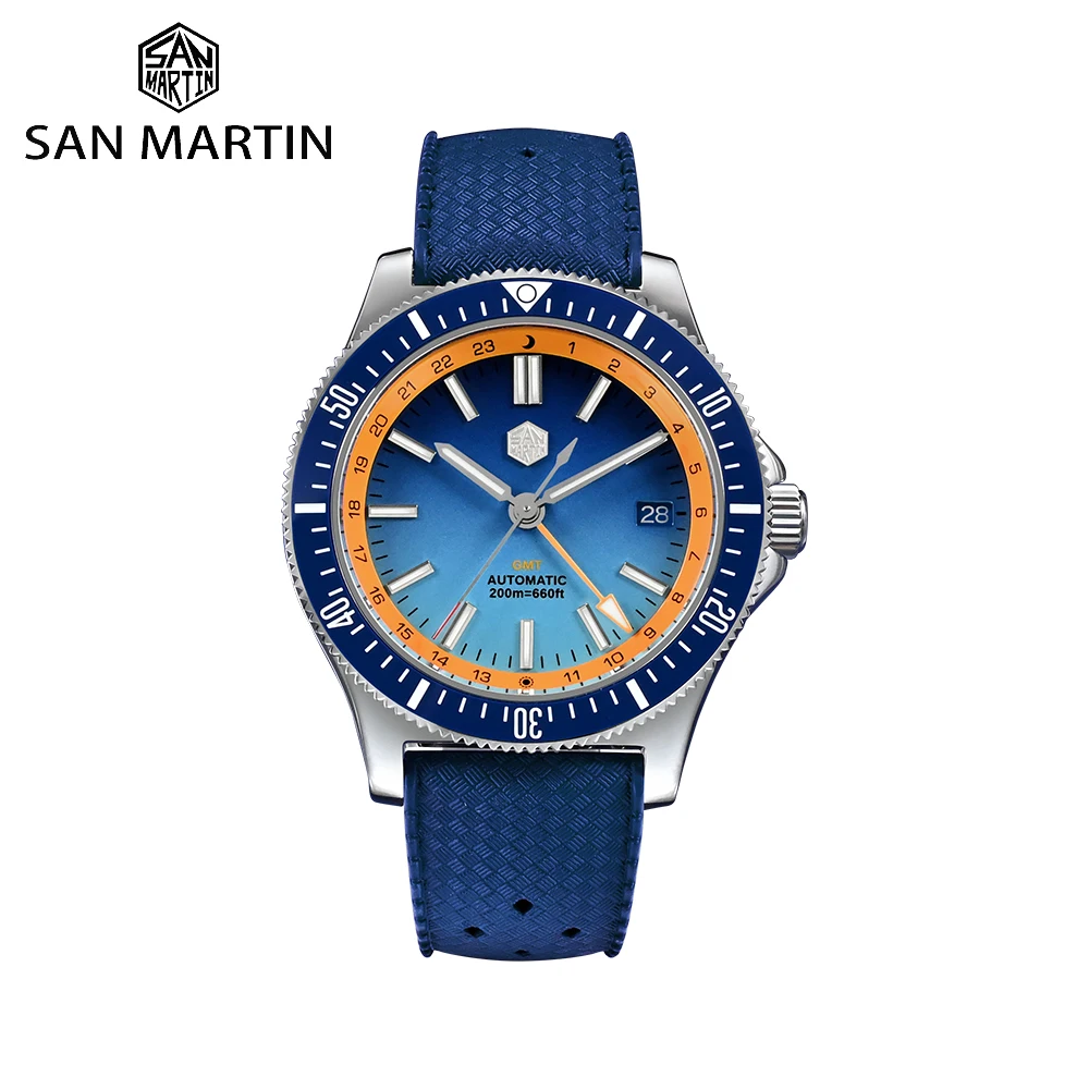 

San Martin Design 41mm Men Sports Diver Watch NH34 Stainless Steel Automatic Mechanical Watches Waterproof 20bar Luminous SN0119
