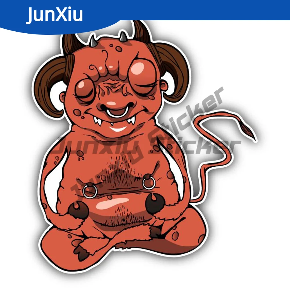 

Cartoon Devil Meditation Sticker Accessories Personality Anti Scratch Decoration Exterior For Suv Camper Windshield Bumper Truck