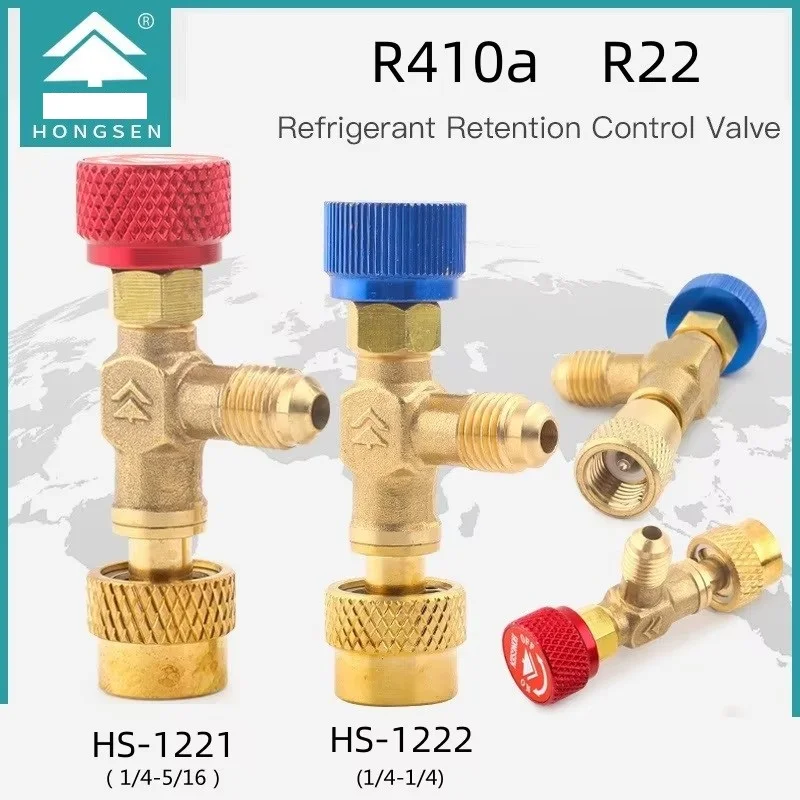 R410a R22 Refrigeration Tool Air Conditioning Safety Valve Adapter Fitting 1/4' 5/16' Inch Male/Female Charging Hose Valve
