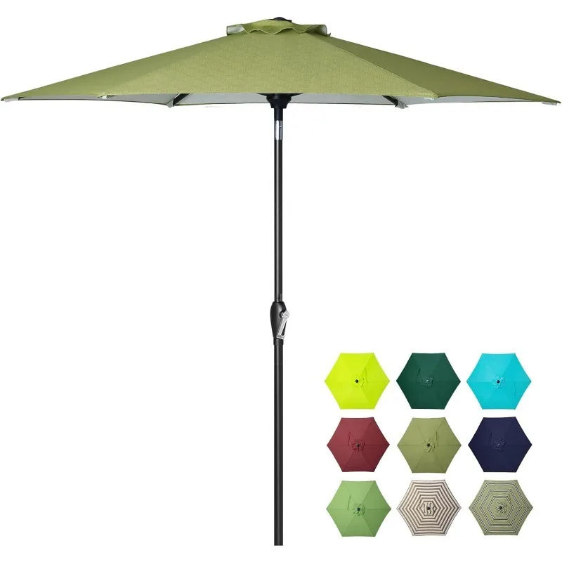 Parapluie de table d'extérieur avec inclinaison et manivelle automatiques, grand pare-soleil avec perche robuste, Tek résistant à la décoloration