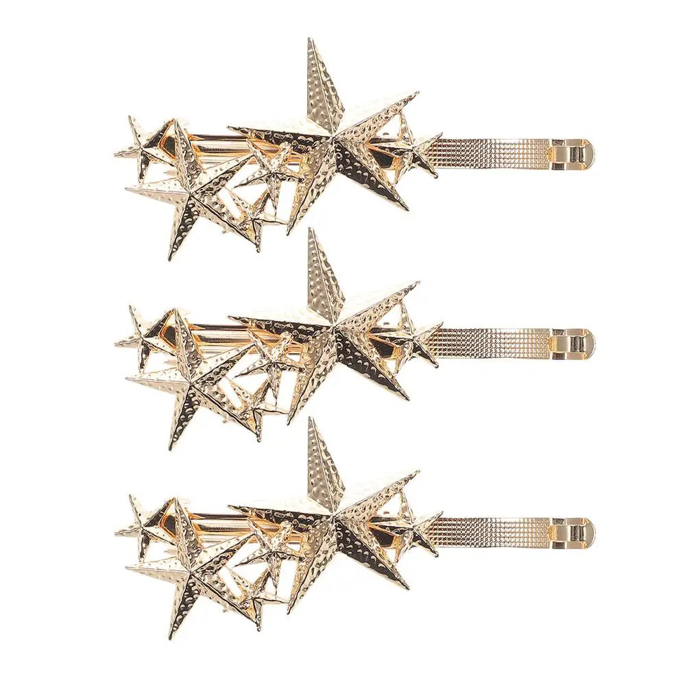 

3Pcs Star Hair Clips Irregular Alloy Pentagram Ornaments Women Small Bobby Pins Decorations Trendy Accessories