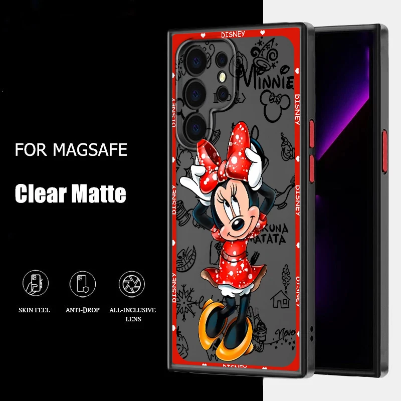 Art Disney Minnie Red Girl For Samsung A53 A52 A33 A32 A51 A71 A21S A13 A73 A50 A22 A12 A72 5G Frosted Translucent Phone Case