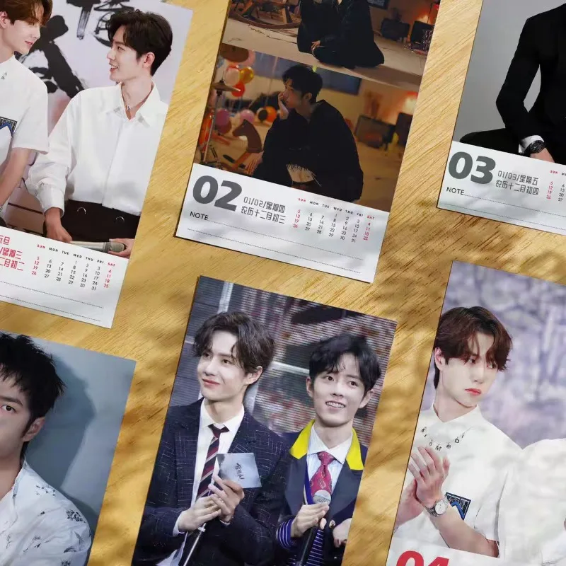 2026 Calendar Bojun Yixiao Wang Yibo Xiao Zhan Desk Calendar 365 Pictures Without Repeating Photos Birthday New Year Gift