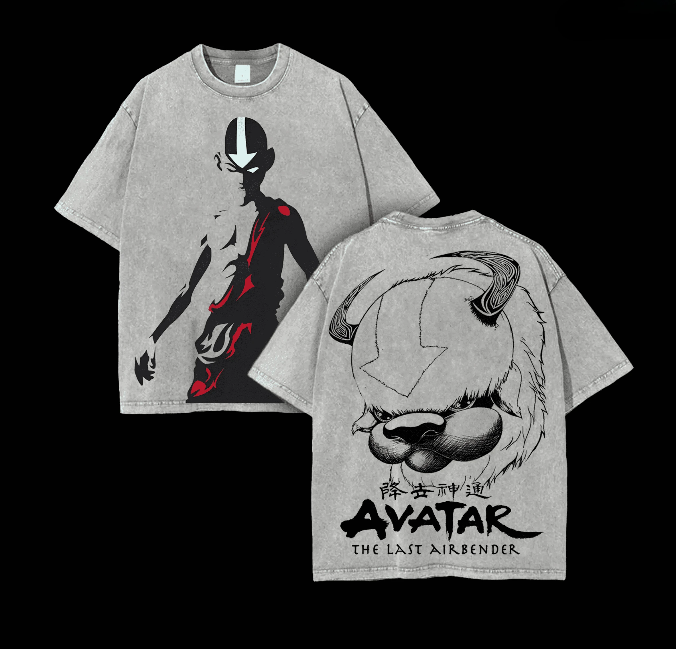Avatar The Last Airbender Anime T Shirt Vintage Washed T-shirt Men Women Clothing Summer Casual Short Sleeve Cotton Tees Tops