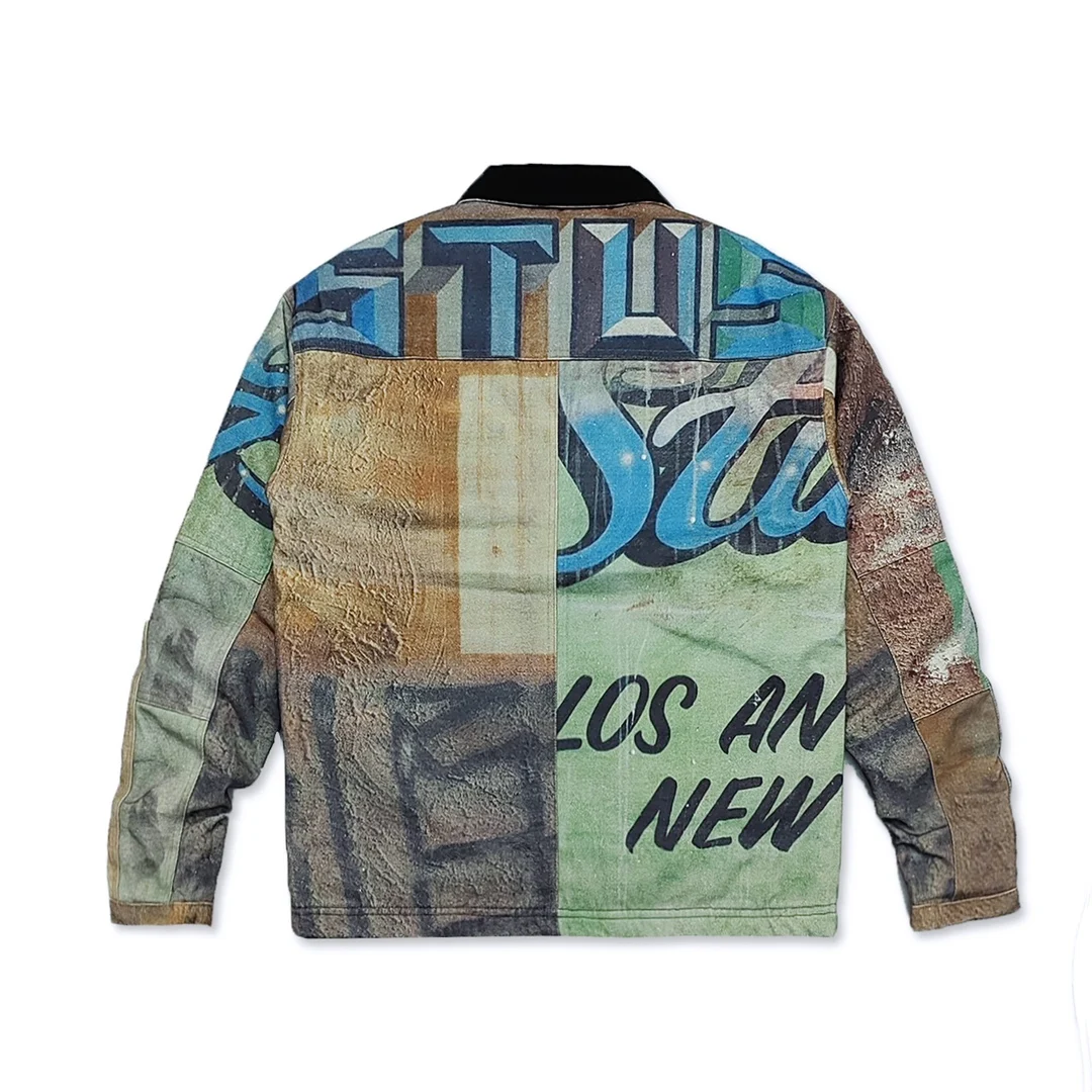 Mens Clothing Letter-patchwork Graffiti Top for an Old Casual Cotton Cargo Jacket Ropa hombre