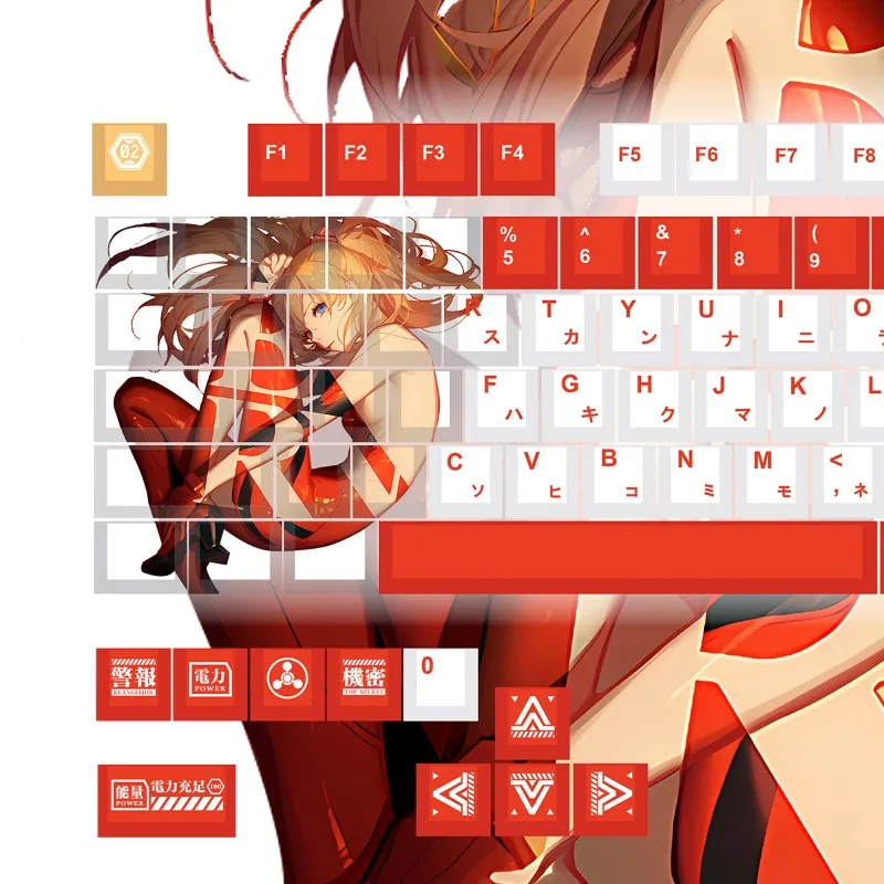 Imagem -02 - Beautiful Girl Anime Keycaps Grupo Tema Eva Pbt Keycap Perfil Cereja Teclado Mecânico Acessório do Jogo Presente Personalizado