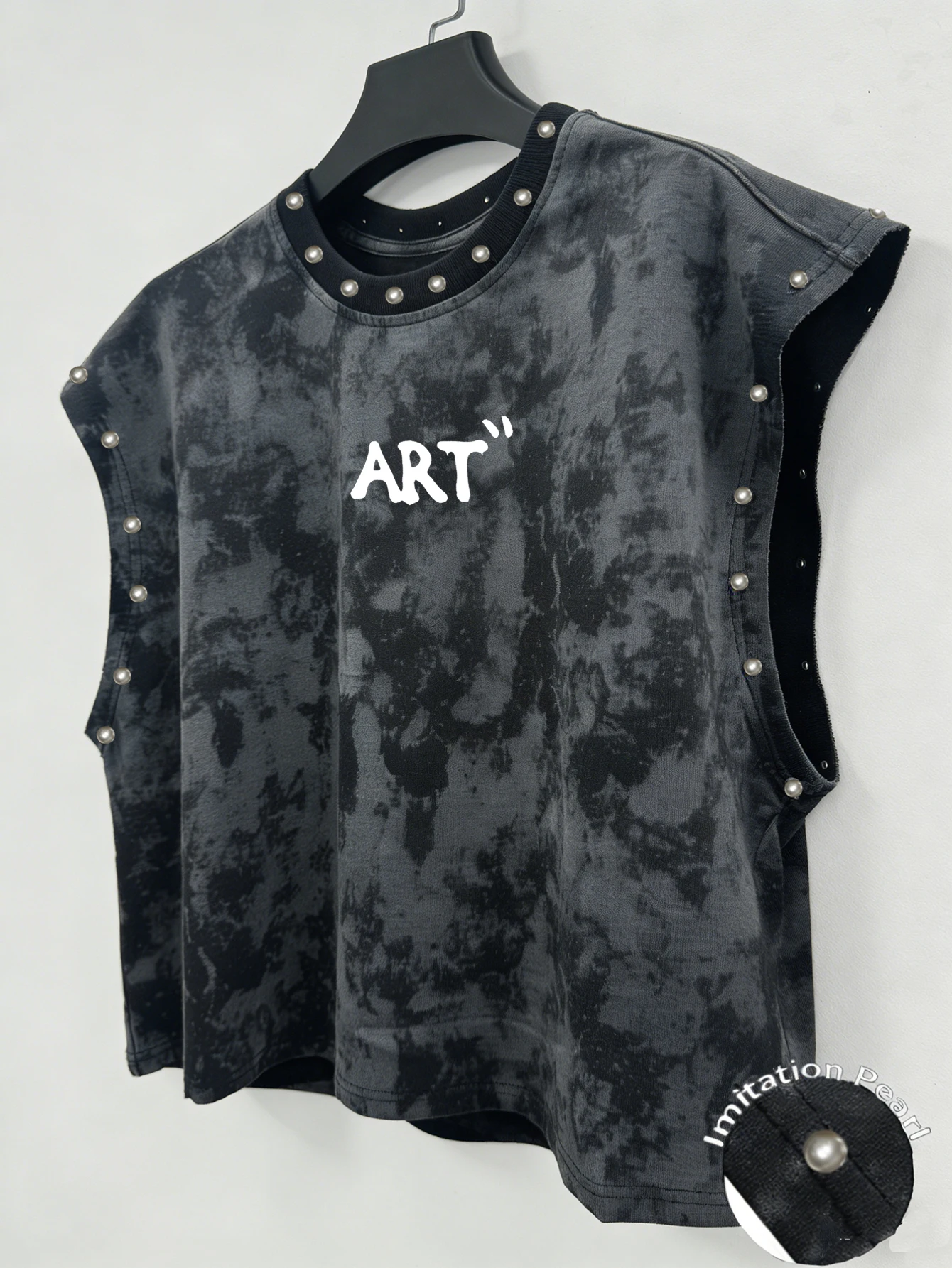 Unisex Vintage-Style Floral Vest with Faux Pearls – Casual Music Festival Tank Top