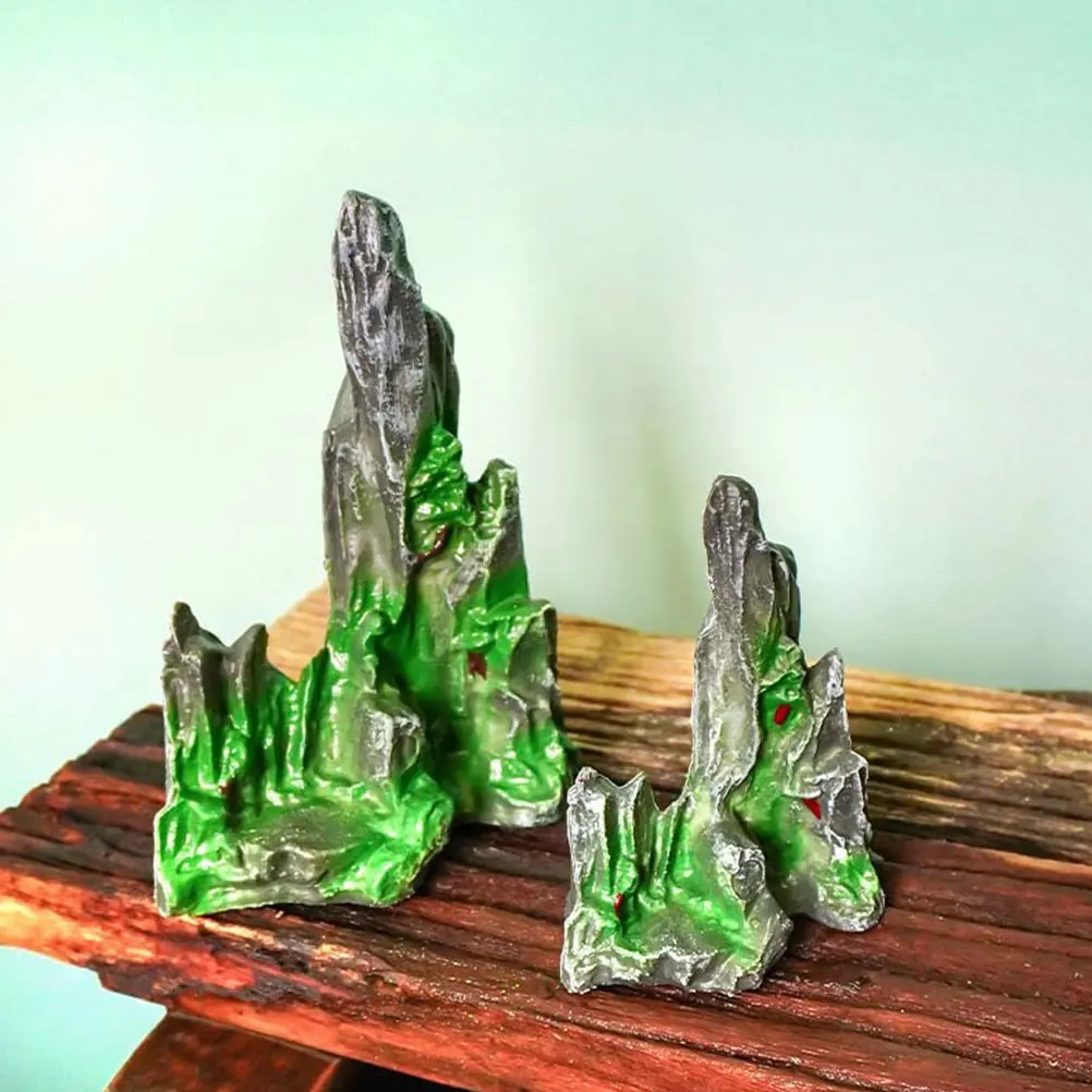 

2 Pcs Small Rockery Ornaments Miniatures Figurines Simulated Fairy Garden Accessories Mountain Bonsai Fish Tank Landscaping