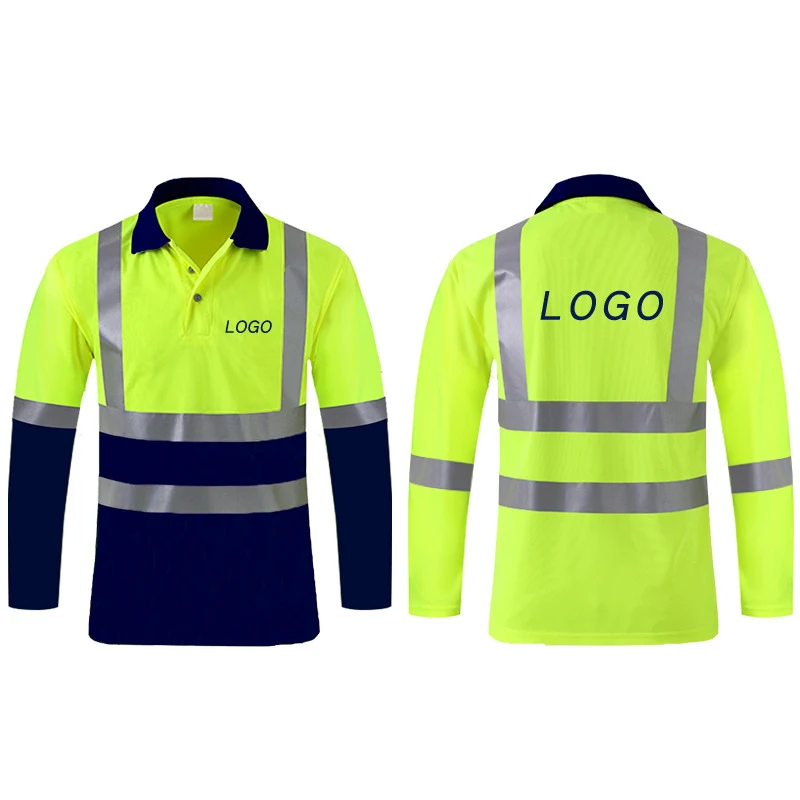 Shirts for Men High Visibility Reflective T-shirt Long Sleeves Safety Shirt Hi Vis Workwear Shirt Work Shirts Polo