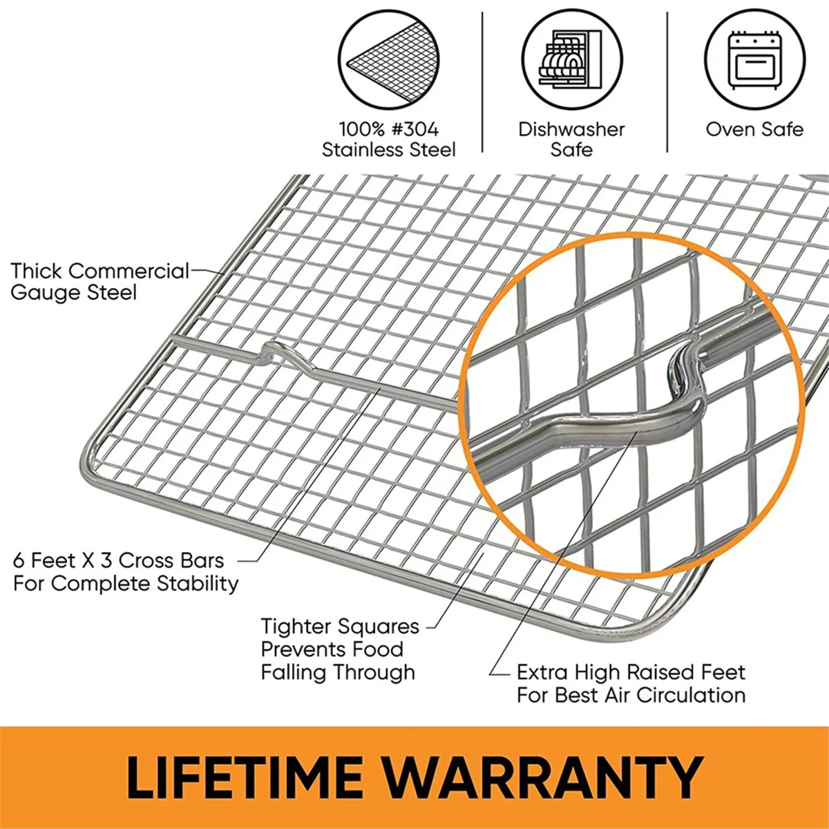 Cooling Rack and Baking Rack, Fits Quarter Sheet Pan, Stainless Steel, Wire Baking Cookie Bacon Racks for Oven 39 x 28CM