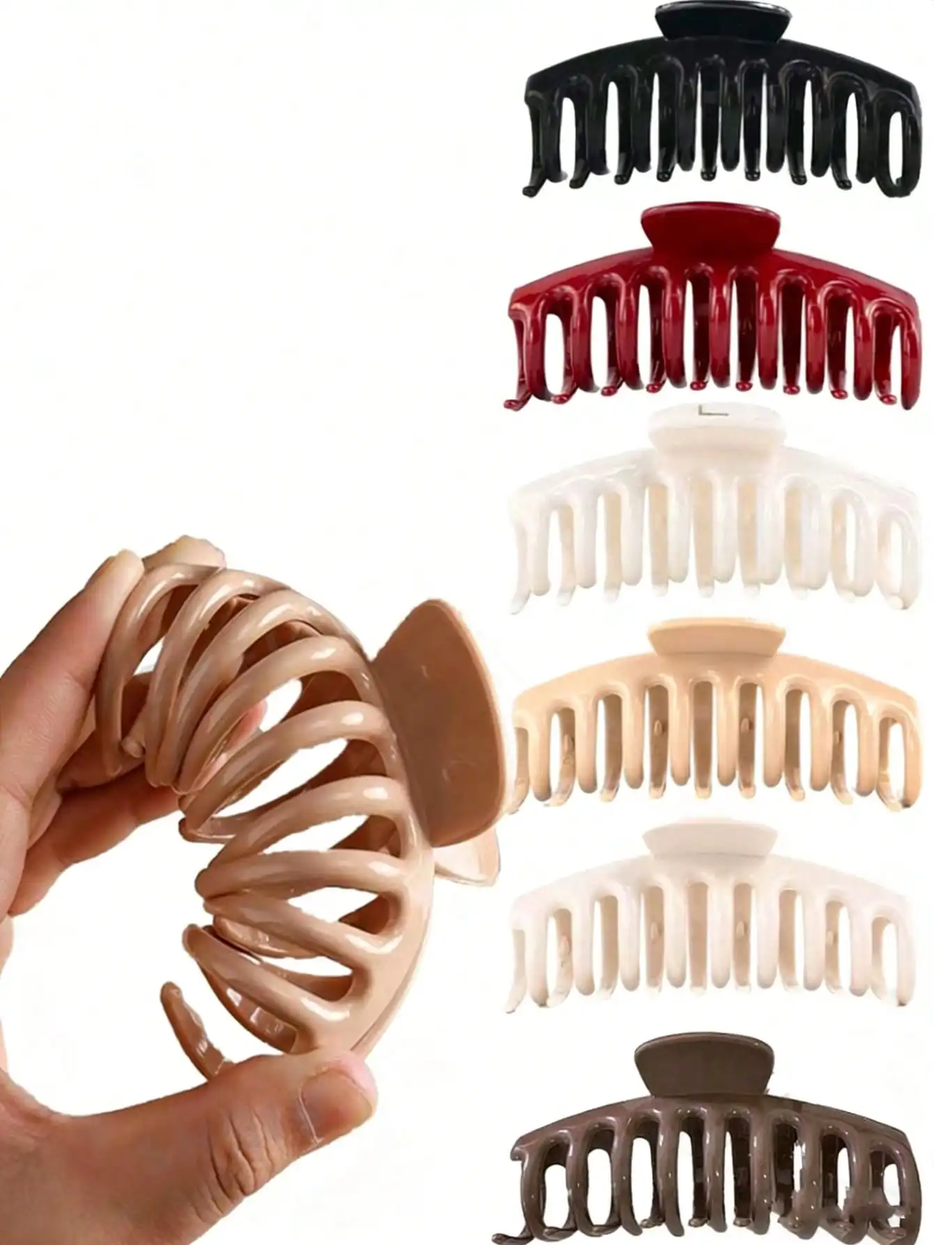

6pcs Soft Silicone Dragon Bone Hair Claws, Elegant Minimalist Solid Color Hair Clips, Protect Occiput, Suitable For Summer & Autumn, Versatile For School, Study, Grooming, Makeup, Fits Various Hair Types Including Thick And Thin Hair, Fashionable Hair Acc