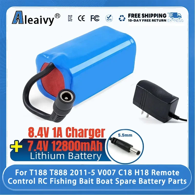 

7.4V 19800mAh Battery with USB Charger For T188 T888 2011-5 V007 C18 H18 Remote Control RC Fishing Bait Boat Spare Battery Parts