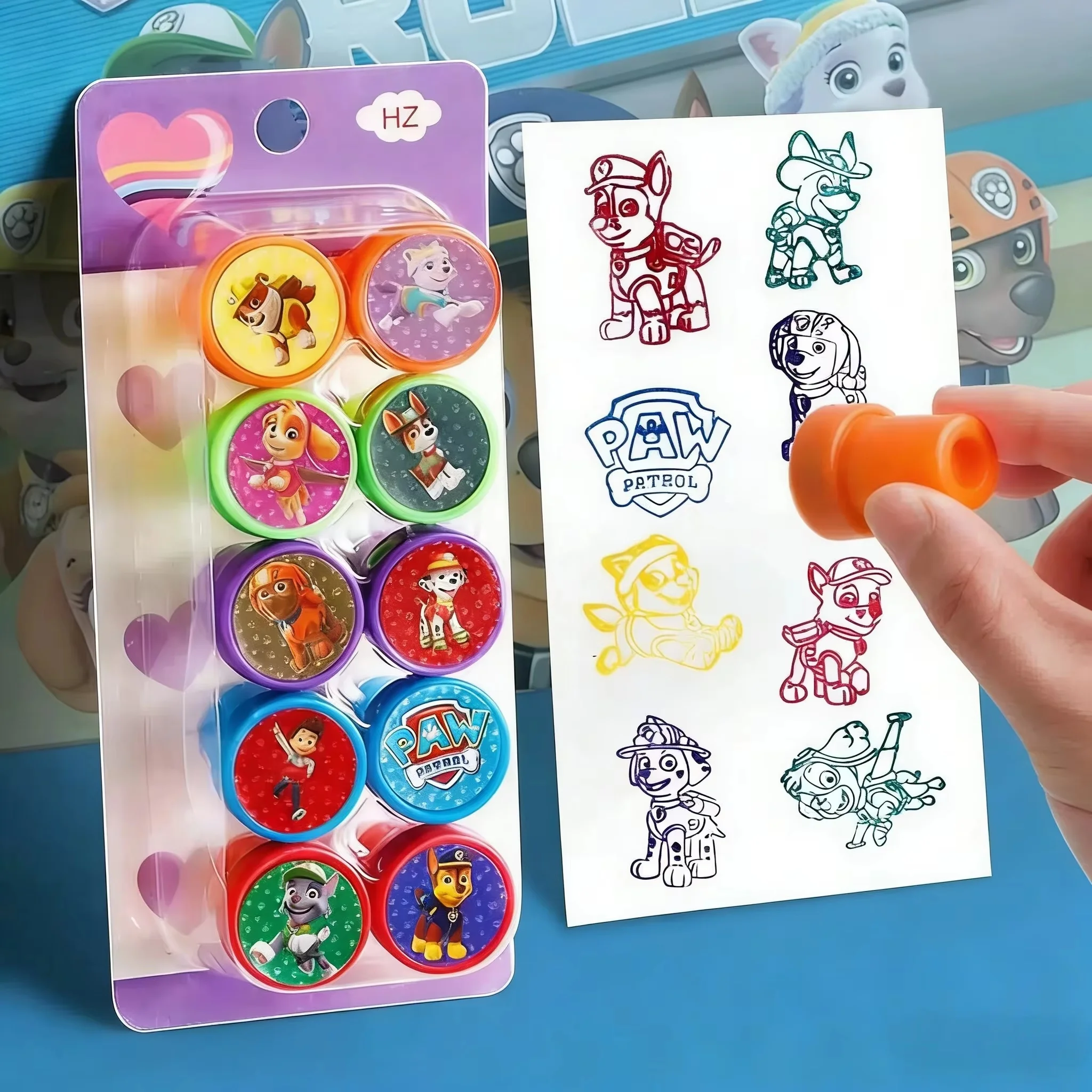 Set de Sellos de la Patrulla Canina, Sellos Autoentintables de Dibujos Animados para Niños, Recuerdos de Fiestas de Cumpleaños, Recompensas Escolares, Manualidades, Juguetes, Regalos
