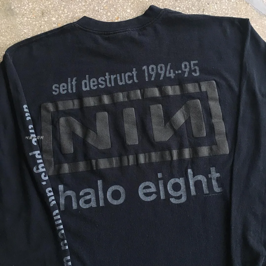 

Nine Inch Nails Long Sve T-irt Band Unique Simple Sle Cotton Summer Casual round Ne Print Teenager Faion Clothing