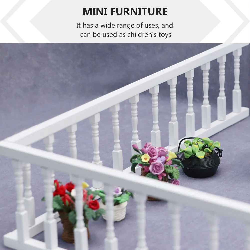 White Column Railing Mini Ornament Handrails Furniture House Wooden Miniature Child