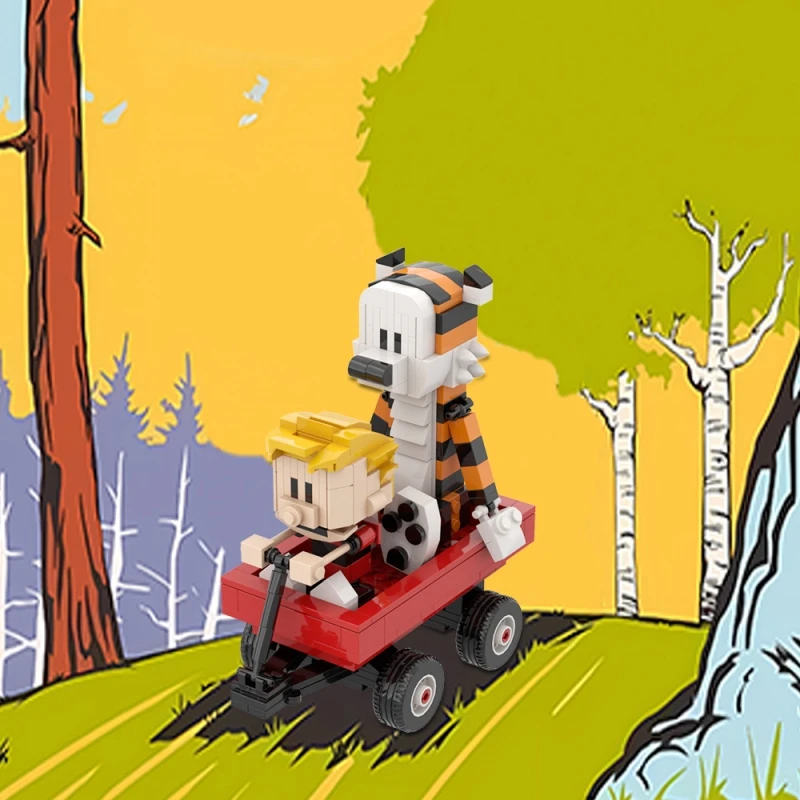 

Модель MOC из мультфильма тигр, строительные блоки, персонаж из мультфильма, тигр, машина, сборный кирпич, игрушки, креативный подарок для детей