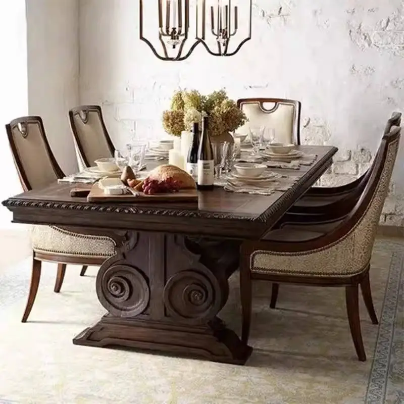 Italian Decorations Dining Table Designer Vintage Walnut Living Room Dining Table Luxury Nordic Muebles Para Hogar Furniture