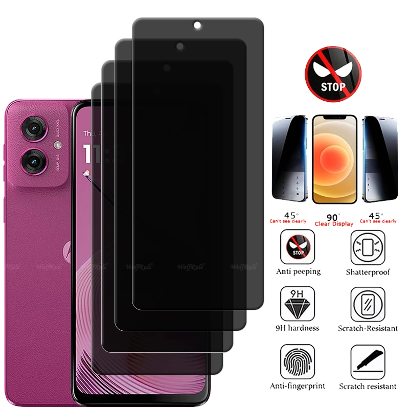 

1/2/3/4Pcs For Moto G55 Glass Motorola Moto G55 Tempered Glass HD Protective Privacy Anti-Spy 9H Glue Screen Protector Moto G55
